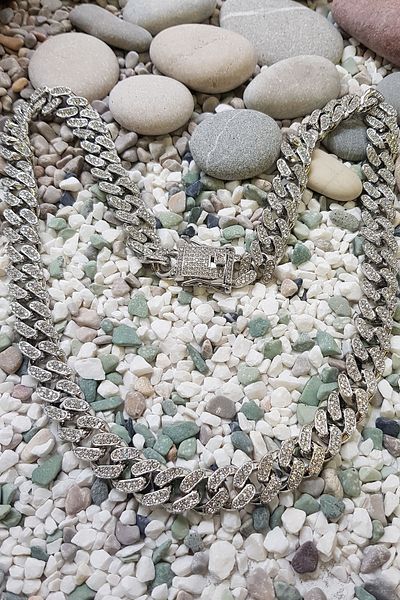 Chavin 60 Cm. Stoned Alloy Men's Chain - 13 Mm. Thick Ek54by