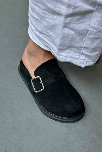 Mupa Shoes Papuci de damă din piele intoarsa neagra