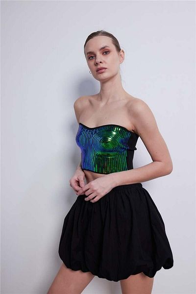 Nisan Colorful Sequined Women's Knitwear Top