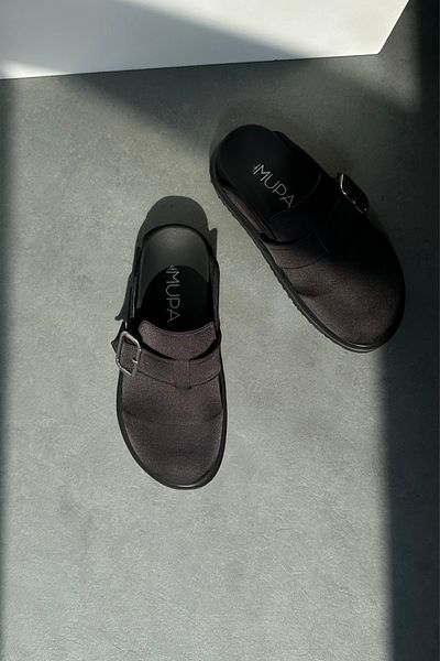 Mupa Shoes Μαύρες Σατέν Γυναικείες Παντόφλες