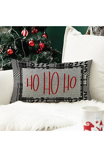 Evmila Față de pernă din catifea cu model Ho Ho Ho cu tema de Anul Nou 35x55 ...