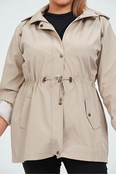 GLR&GYM Beren Mevsimlik Büyük Beden Yazlık Trençkot Mont