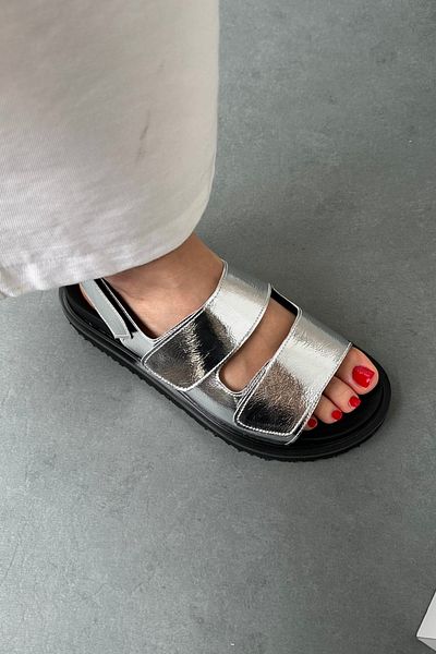Mupa Shoes Silver Patent Leather Women's Sandals
