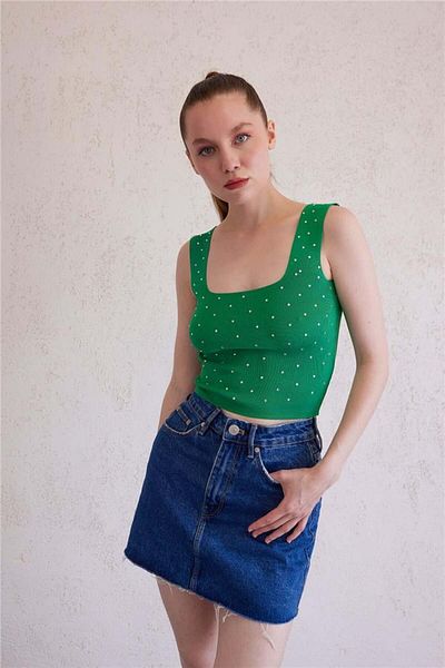 Avrile Benetton Square Neck Stone Knitwear Women's Undershirt