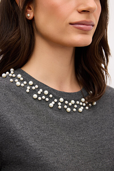 adL İnci Detaylı Kısa Kollu Triko Kazak