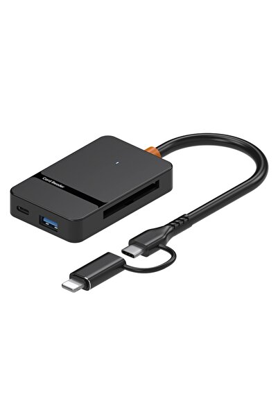 Aırstorr Çoklu 8in1 SD/TF/CF/MS/M2/Micro Hafıza Kart Okuyucu Adaptörü iPhone/iPad Type-C/USB  Cihazları