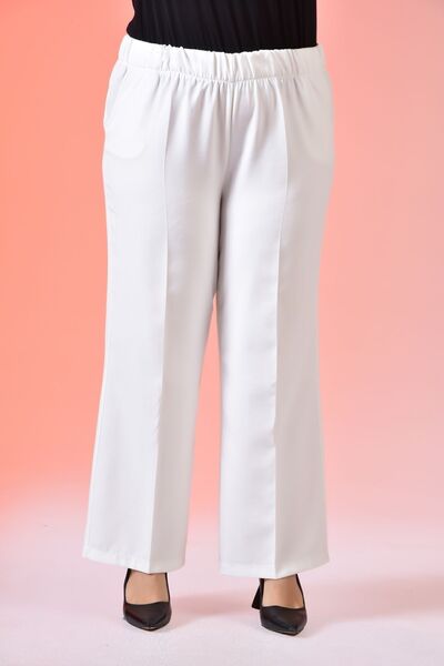 Ferace Women's Loose Paca Large Size Trousers with Elastic Waist