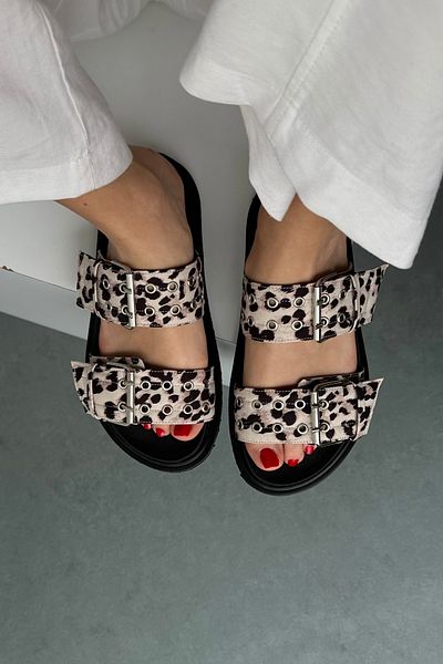 Mupa Shoes BEIGE LEOPARD Patterned Women's Slippers