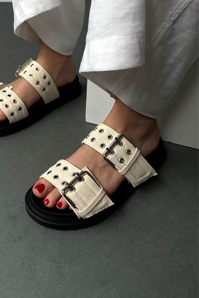 Mupa Shoes BEIGE LINEN Women's Slippers