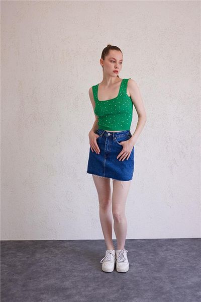 Avrile Benetton Square Neck Stone Knitwear Women's Undershirt
