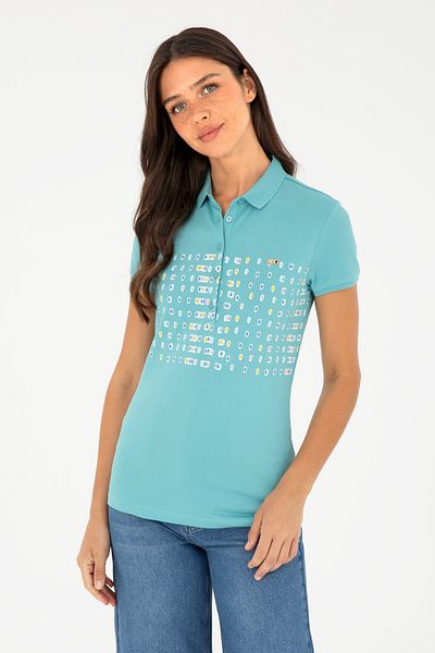 U.S. Polo Assn. Дамска поло тениска в цвят мента 50282885-VR090