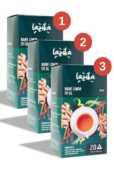 LAZİKA (SET OF 3) Mint Lemon Protection Tea 20-Pyramid Sachet