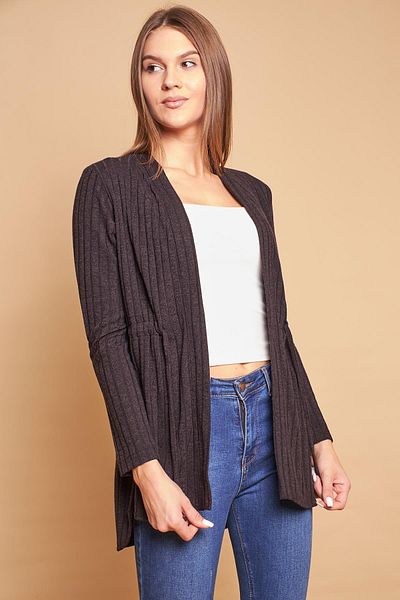 Jument Cardigan cu mânecă lungă cu mânecă lungă, tricotaj din Lycra, negru