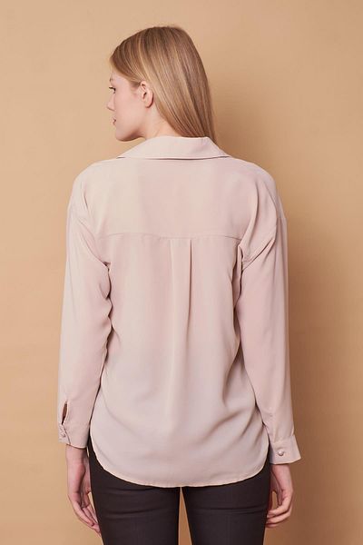 Jument Cămașă din material textil fără lycra, cu guler, fără umăr, cu mânecă lungă-bej