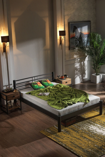 Home Allegro Çift Kişilik Ferforje Metal Karyola - Siyah