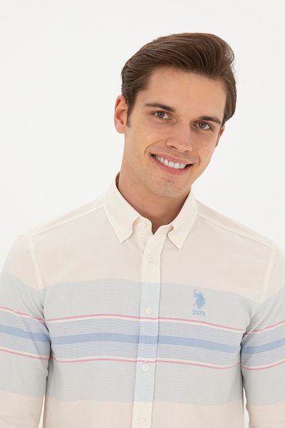 U.S. Polo Assn. Ανδρικό Μπεζ πουκάμισο - Μοντέλο 50282877-VR032