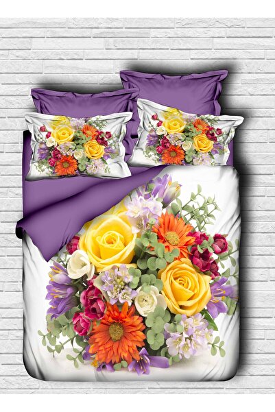 Fabeteks Flower Bunch 3D Digital Double Duvet Cover Set