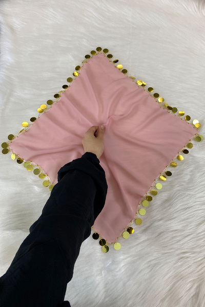 ZEYMERADE منديل شيفون هالاي كبير الحجم، 50 × 50 سم ذهبي فاتح 5 قطع، العروس وا...