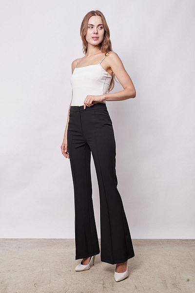 Jument Women's Light Lycra Trousers with High Waist and Pockets - Spanish Leg, Front Stitching Detail (Jacket code Jument 3008)