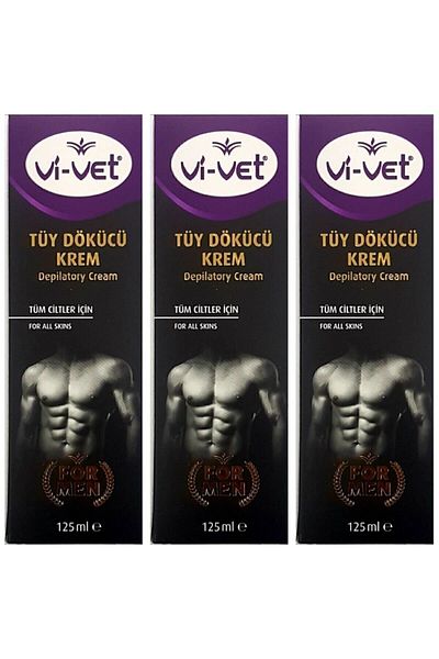 Vi-vet Vivet Men's Cream Hair Remover - 125ml x 3 Pieces All Skin
