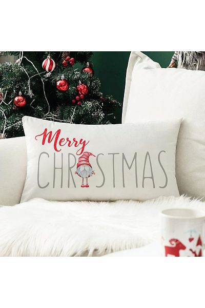 Evmila Újévi témájú Merry Christmas mintás bársony párnahuzat 35x55 cm - Dekoratív párnahuzat
