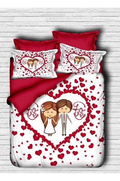 Generic Brand Valentine's Day Themed Double Digital Duvet Cover Set, 3D Heart...