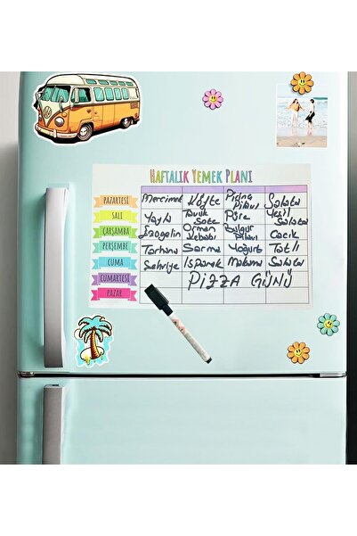 Gift Moda Haftalık Yemek Planlanlayıcı Buzdolabı Magneti Yazsil Kalem Hediyeli