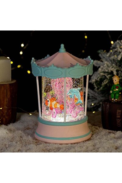 Vuslat Design CAROUSEL DENİZ MÜZİKLİ IŞIKLI DÖNEN PÜSKÜRTMELİ KAR KÜRESİ