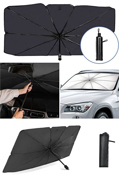 VANCKEY Parasolar pentru mașină tip umbrelă pentru parbriz, pliabil, 135 cm X...