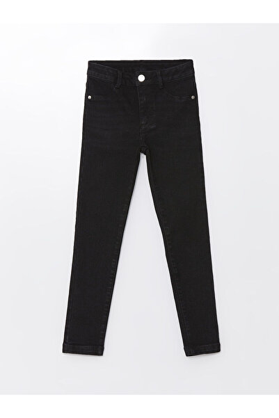 LC Waikiki Black Girl's Jean Trousers with Adjustable Waist Elastic