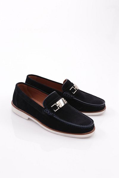 DGN Ανδρικά κλασικά παπούτσια με αγκράφα Navy Blue Suede 21293642