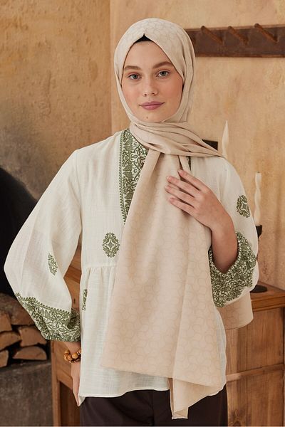 Modakaşmir شال بنمط الفول السوداني من سلسلة الجاكار الحريري