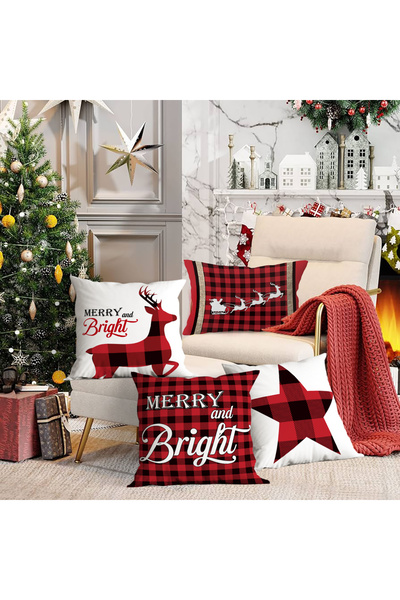 Evmila 4-dijelni novogodišnji set Somot Navlaka za jastuk 43x43 cm - Dekorati...