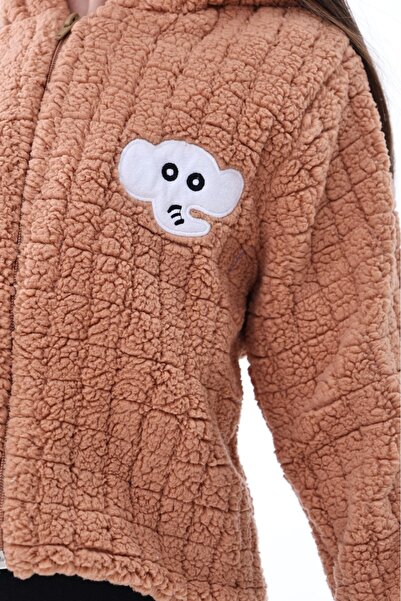 aden kids Unisex Children's Checkered Plush Cardigan - Lining Detailed, 1-5 Years, Winter