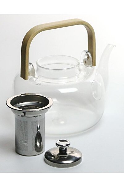 AROW D-532 Ahşap Saplı Çelik Süzgeç Borosilikat Cam Demlik-1500 Ml