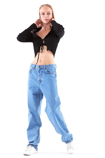 THIMOON Women's Blue High Waist Wide Leg Loose Loose Jeans
