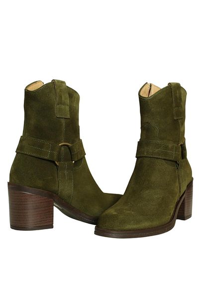 Platin Khaki Suede Women's Heeled Boots
