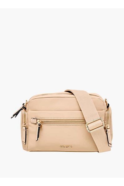 Celeste Solid Crossbody Bag with Detachable Strap and Zip Closure