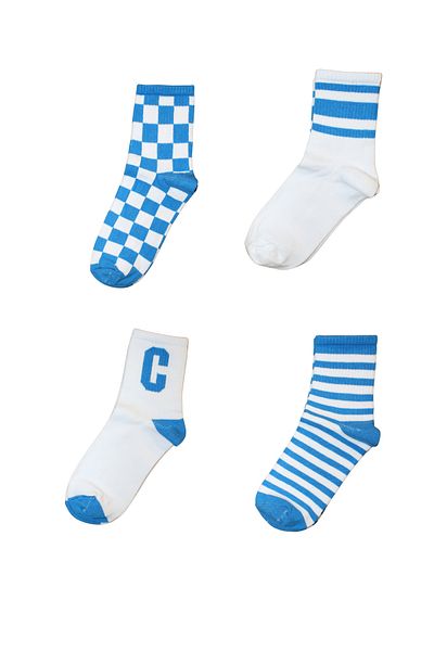 socksbox 4 Ζεύγη Χαρακτήρα Λευκές Κάλτσες Inisex Tennis/37-42
