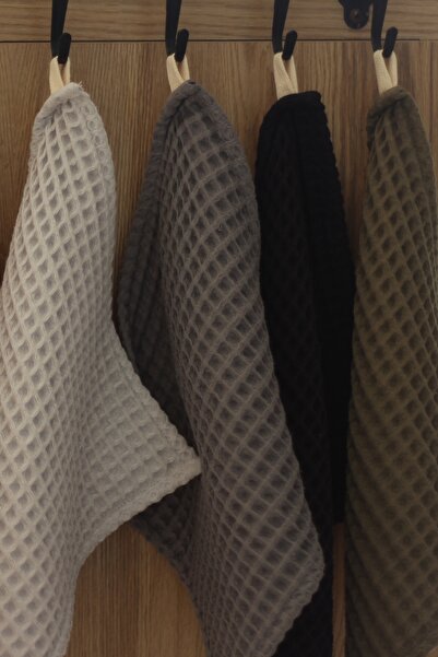 Anne Sesi طقم فوط مطبخ وافل 4 قطع قطن 100% - (30x30 سم)