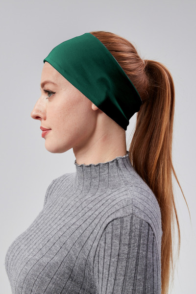 Sonbaharmoda Γυναικεία χτενισμένη βαμβακερή χωρίς ραφές μπαντάνα – ελαστική αθλητική ζώνη μαλλιών – σκούρο πράσινο