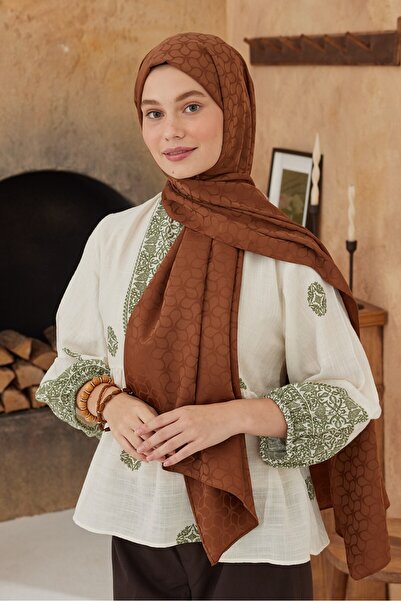 Modakaşmir Σάλι με μοτίβο φασολιών σειράς Silky Jacquard