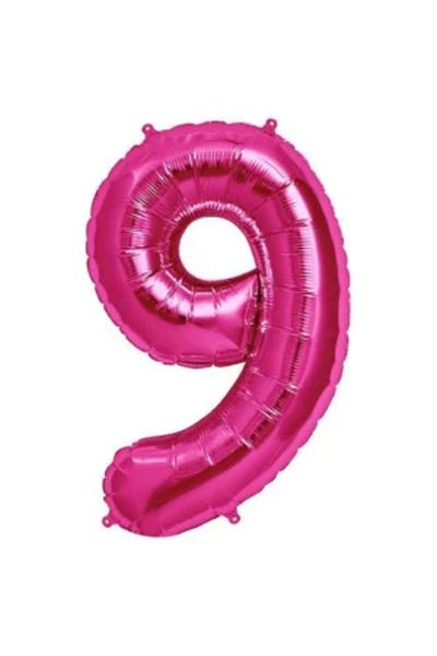 eğlencemarketi Dark Pink Number Foil Balloon - 9 (34 Inch 76 cm)