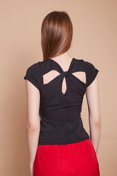 Jument Lycra Crepe Fabric Underwire Collar Gathered Body Blouse-black