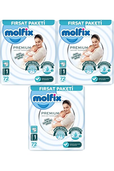 Molfix Premium Bebek Bezi Beden:1 (2-5KG) Yeni Doğan 216 Adet Aylık Ultra Fırsat Pk