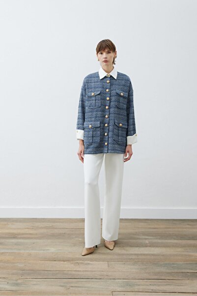 TERZİ DÜKKANI Jachetă Indigo Moon Tweed - Detaliu cămașă