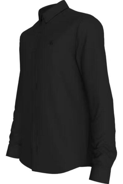 Calvin Klein Black Men'sSlimFit Cotton Shirt - Stand Collar and Daily Use