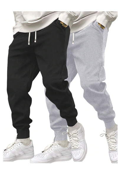 yx yustex sport Σετ 2 τεμαχίων Μαύρο-Γκρι Φούτερ με ελαστικά μανίκια και πόδια