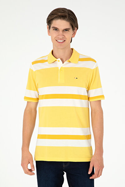 U.S. Polo Assn. Men's Regular Fit Polo Collar Yellow T-Shirt Kzy Gi̇yi̇m