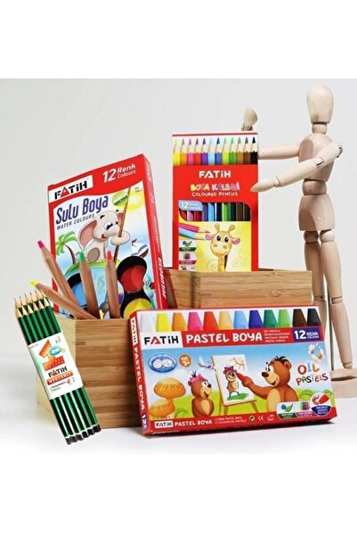Fatih 4 lü Okul Kırtasiye Seti Pastel+Sulu+Kuru Boya FATİHSET7